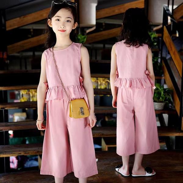 新生活 気楽 子供 ワイドパンツ 110 120 130 140 150 160 2点セット 上下セット セットアップ ガウチョパンツ ブラウス フレア ノース...