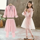 新生活 気楽 韓国ジュニア 2点セット 女の子 子供服 セットアップ 韓国子供衣服 トップス チュールスカートチュチュスカート フレア リボン レース ピンク ...