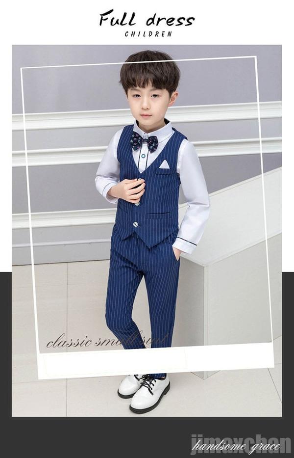 新生活 気楽 スーツ 男の子 フォーマルスーツ ジュニアスーツ 子供フォーマル 正統派スーツ 5点セットスーツ パンツ シャツ ベスト リボン ベルト ジュニア...