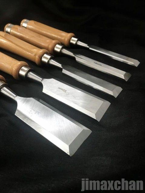 新生活 気楽 鑿 ノミ 5本セット たたきノミ しのぎノミ ホゾ穴を彫る 大工 工具 裏打ち 内装 作業用 カンナ台 大工道具 木材加工工具