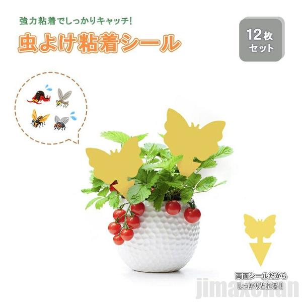 新生活 気楽 虫よけ 蝶々型 粘着 シート 粘着シート 12枚セット ストロング 黄色 虫取り 虫とり 両面テープ 強力テープ 害虫捕獲 捕虫シート 害虫対策用...
