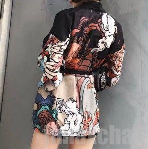 新生活 気楽 花焔 カエン 迅雷 風雷風神 雷神 半纏 はんてん 法被 ハッピ 長半纏 半天 袢天 半被 鯉 お祭り衣装 大祭 祭禮 神輿 イベント ユニフォー...