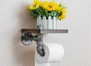 新生活 気楽 パイプ トイレットペーパー ペーパーホルダー アンティーク調 家具 ペーパーホルダー トイレ 壁付け 木製 ウッド 組立式 無垢木製 棚付き スマ...