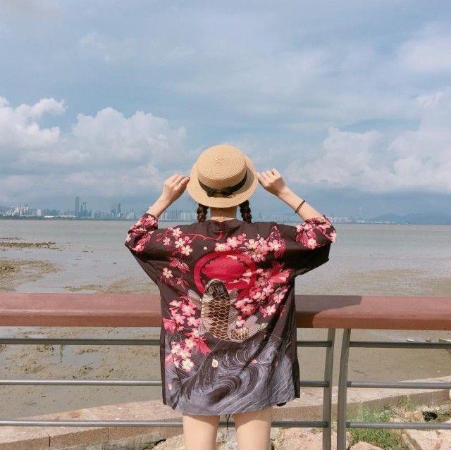 新生活 気楽 鯉と桜 法被 半纏 はんてん ハッピ 長半纏 半天 袢天 半被 鯉 お祭り衣装 大祭 祭禮 神輿 イベント ユニフォーム カーディガン