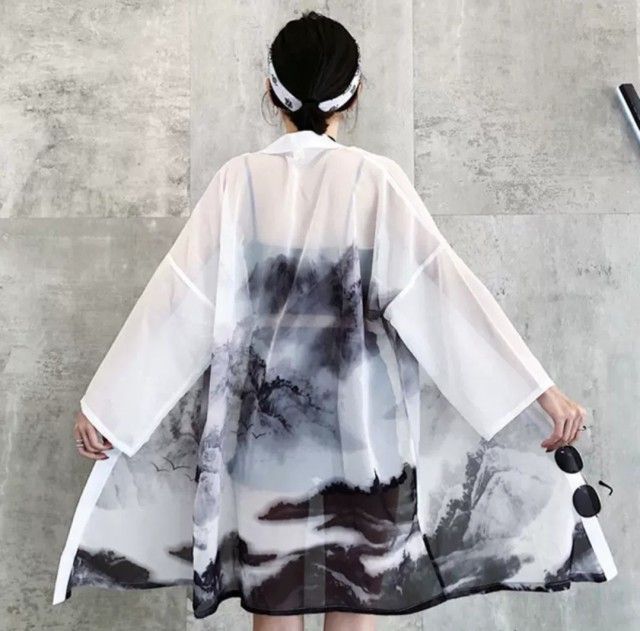 新生活 気楽 水墨画 墨汁デザイン 法被 半纏 はんてん ハッピ 長半纏 半天 袢天 半被 鯉 お祭り衣装 大祭 祭禮 神輿 イベント ユニフォーム