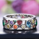 新生活 気楽 リング カラフルストーン カラー 指輪 シルバーアクセサリー ヒップホップ アクセサリー ガーネット ジュエリー ジュエル jewel レゲエ ク...