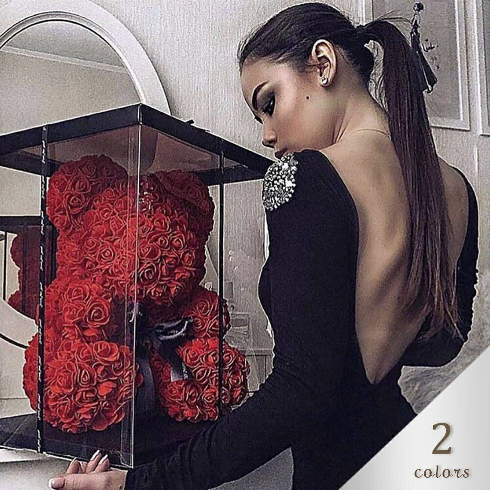 新生活 気楽 プレゼント 薔薇 ビッグ テディベア レッドorピンク リボン付き LEDライト付き 箱付き プリザーブドフラワー プリザーブド バラ 大きい 置...