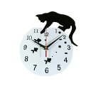 新生活 気楽 黒猫 ホワイト or メタリックレッド or ゴールド 壁掛け時計 壁時計 ウォールクロック おしゃれ インテリア 子猫 金魚 装飾 リビング 寝...