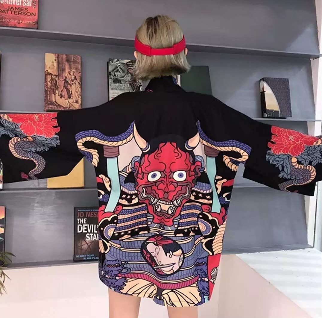 新生活 気楽 百鬼夜行 赤鬼 法被 着物 半纏 はんてん ハッピ 長半纏 半天 袢天 半被 お祭り衣装 大祭 祭禮 神輿 イベント ユニフォーム カーディガン