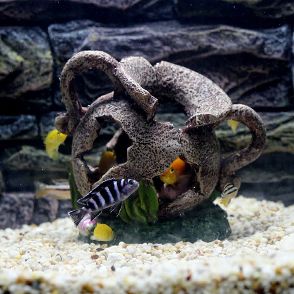 新生活 気楽 アクアリウム 割れた壺 壷 ツボ オブジェ 水槽 置物 インテリア 熱帯魚 魚 熱帯雨林 海水魚 淡水魚 ネオンテトラ グッピー エンゼルフィッシ...