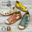 \クリアランスセール開催中/Airystep エアリーステップ サンダル 歩きやすい ぺたんこ オープントゥ 柔らかい レザー 本革 069-1307