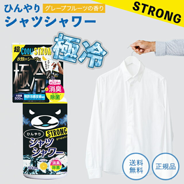 ひんやりシャツシャワー ストロング グレープフルーツの香り 500ml 本体1本 冷感 冷却 スプレークール ボトル 暑さ対策 グッズ 消臭 衣類 涼感 爽快 北見 ミント クールダウン 夏 熱中症 対策 消臭スプレー デオドラント 汗 詰め替え用あります