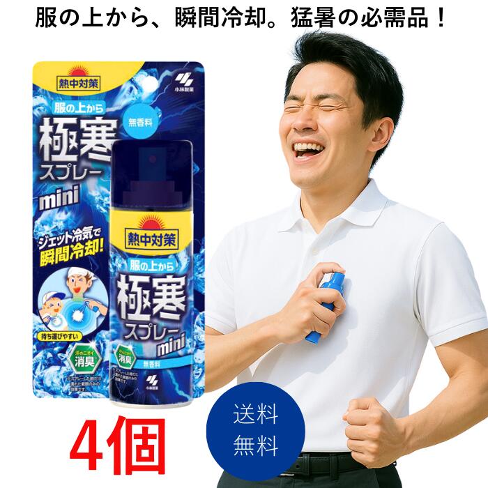 熱中対策 服の上から極寒スプレー 無香料 ミニ 93ml 4個 暑さ対策グッズ 最強 グッズ 工事現場 ヘルメット 衣類 スプレー 洋服 汗臭 体臭 加齢臭 キ...