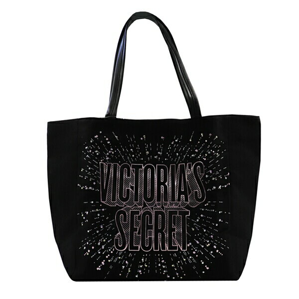 VICTORIAS SECRET ubNLoXg[gobO y(E)zytOX Mtg v[g a ̑zyBLACK CANVAS TOTE BAGz