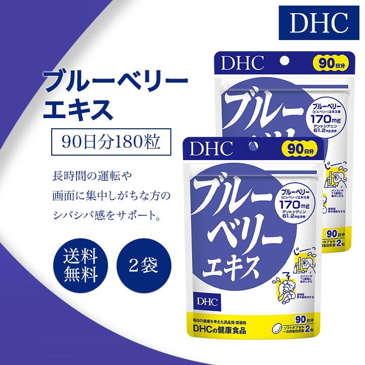 DHC ブルーベリーエキス 90日分 180粒 2袋セット サプリメント 健康食品 ディーエイチシー ブルーベリー ビタミン ルテイン 男性 女性