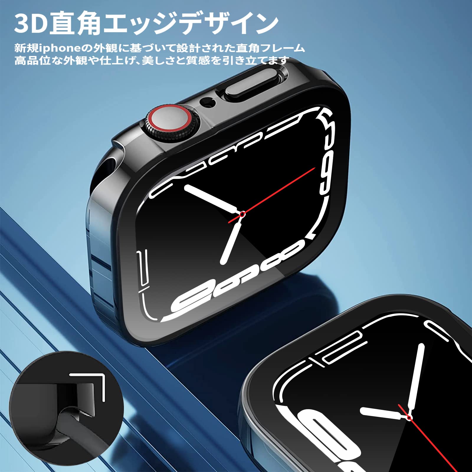 [AMAPC] 【2023強化版】 for Apple Watch ケース Apple Watch ケース 対応 IP68完全防水 バンド 水泳・スポーツ専用 防水ケース 3D直角エッジデザイン Apple Watch Series6/SE/5/4 40mm対応 光沢のブラック＆シルバー