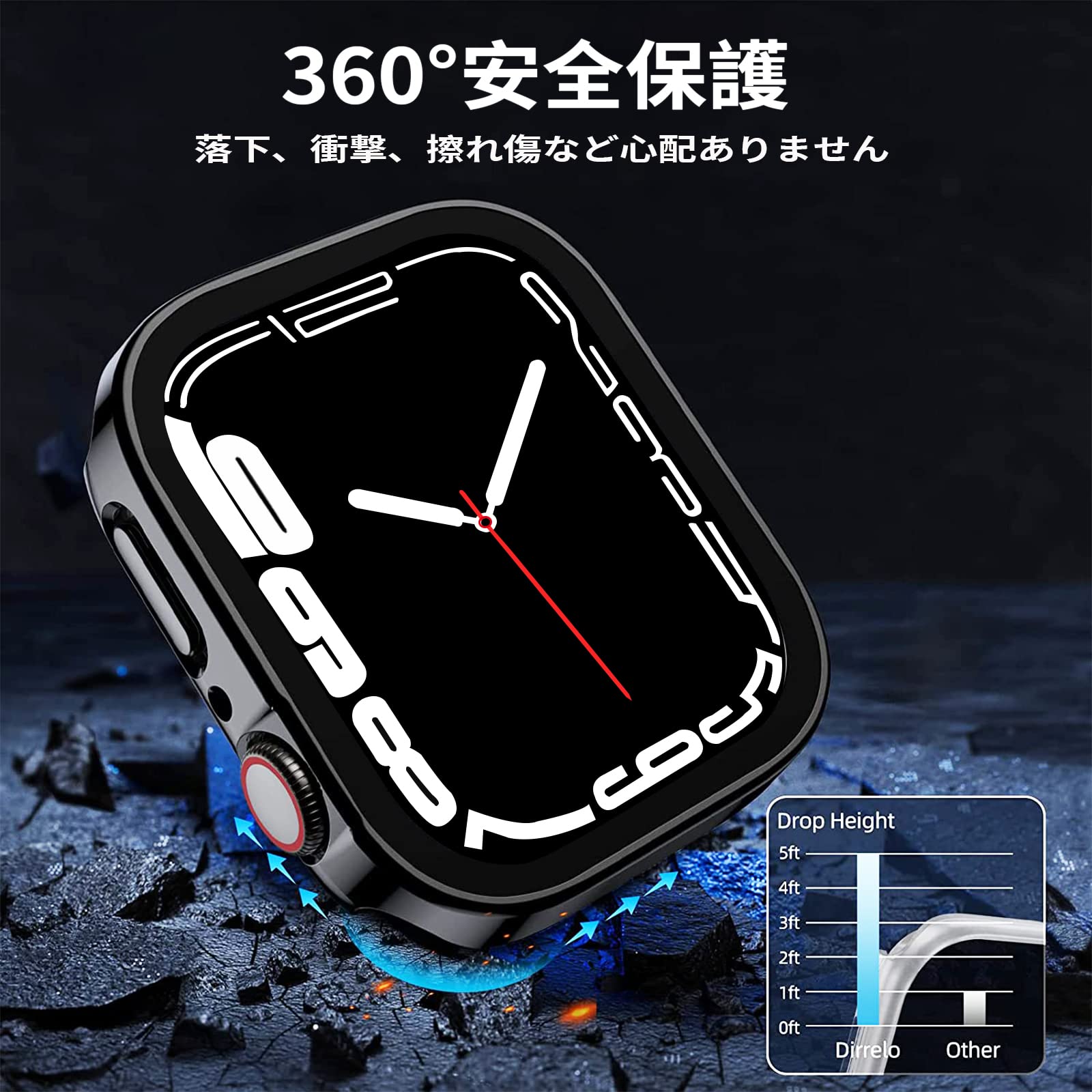 [AMAPC] 【2023強化版】 for Apple Watch ケース Apple Watch ケース 対応 IP68完全防水 バンド 水泳・スポーツ専用 防水ケース 3D直角エッジデザイン Apple Watch Series6/SE/5/4 40mm対応 光沢のブラック＆シルバー