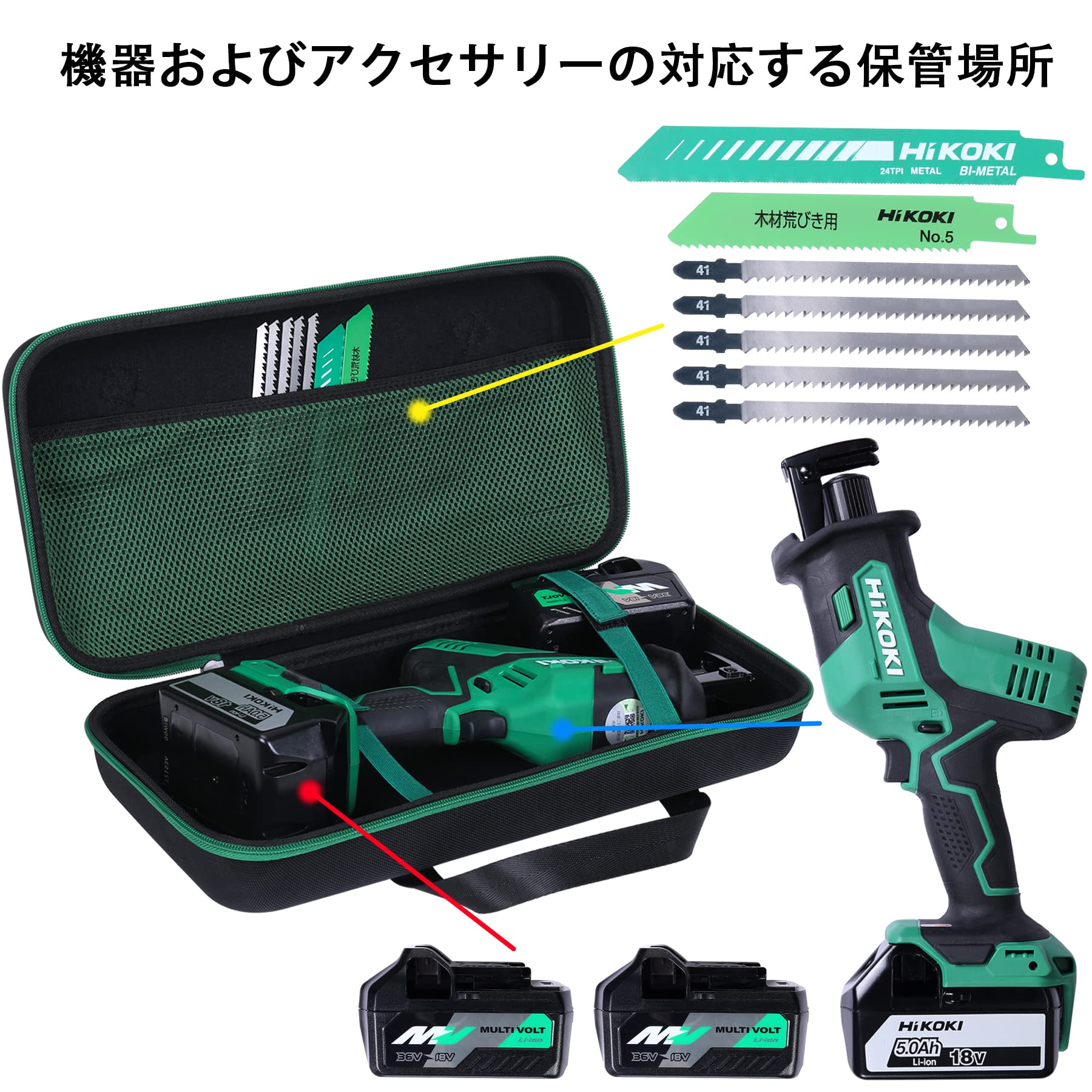 HiKOKI ハイコーキ CR18DA/CR12DA 18V コードレスワンハンドセーバーソー専用収納ケース（ケースのみ）-Aenllosi