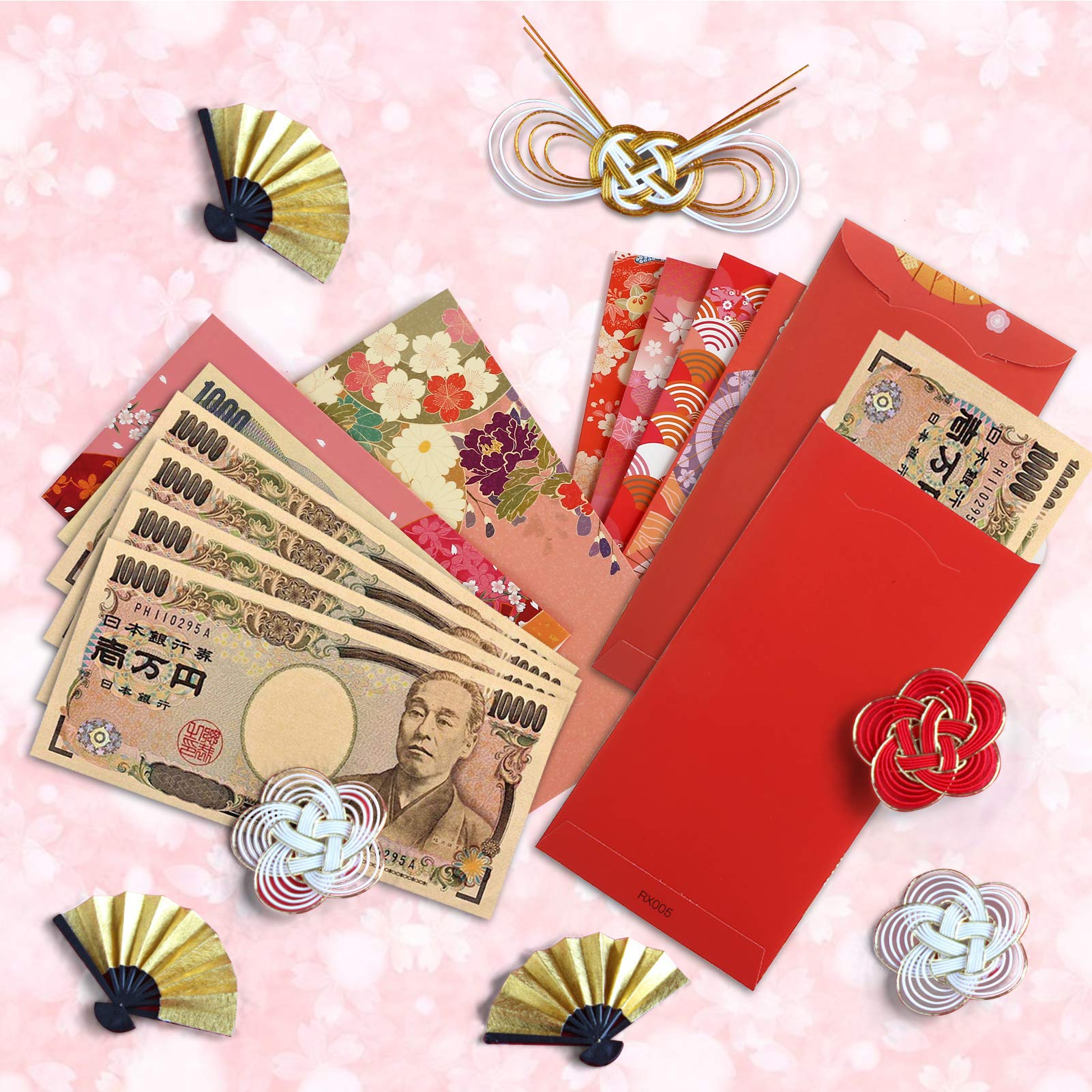 LEMESO お年玉袋 長札 12枚入 ポチ袋 ぽち袋 おとし玉袋 祝儀袋 和風 のし袋