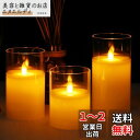 Litake LEDキャンドルライト クリアガラス 電池式 専用リモコン付 3点セット ろうそく おしゃれ 癒し 無香料 揺らぐ炎 誕生日 クリスマス パーティー glass