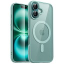 JETech iPhone 16 Plus 6.7インチ用 マグネット ケース MagSafeに対応 衝撃吸収 バンパーカバー ソリッドカラーマットTPUフレーム 傷つけ防止 クリアバック (ティールブルー)
