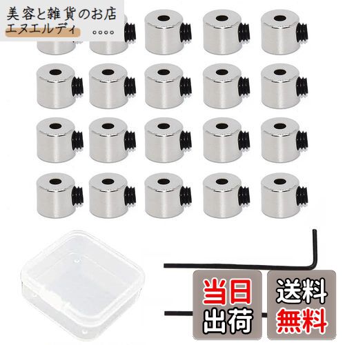LOYELEY ピンバッジのピンバッチ 20個セット 6×5mm ネジ式キャッチ 留め具 金具 DIYパーツ 操作簡単 収納ケース付 銀色