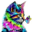 5dダイヤモンドアート 猫と蝶 5D ダイヤモンド塗装 モザイクアート ダイヤモンドペインティング キット ビーズ絵画 全面貼り付けタイプ ビーズアート モザイ...