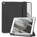 Aoub iPad 9.7 インチ 第5 第6世代 (2018/2017) ケース オートスリープ/ウェイク機能対応 Apple Pencilペン収納・ホルダー付 スマートカバー ソフト TPU 薄型 軽量 耐衝撃 三つ折りスタンド (ブラック)
