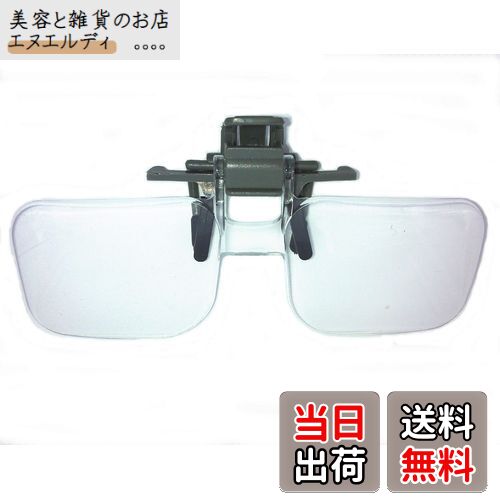 【IDHIA】 クリップ式 ルーペ 跳ね上げ式 めがねルーペ メガネ型 拡大鏡 2倍 ハード眼鏡ケース クロス..