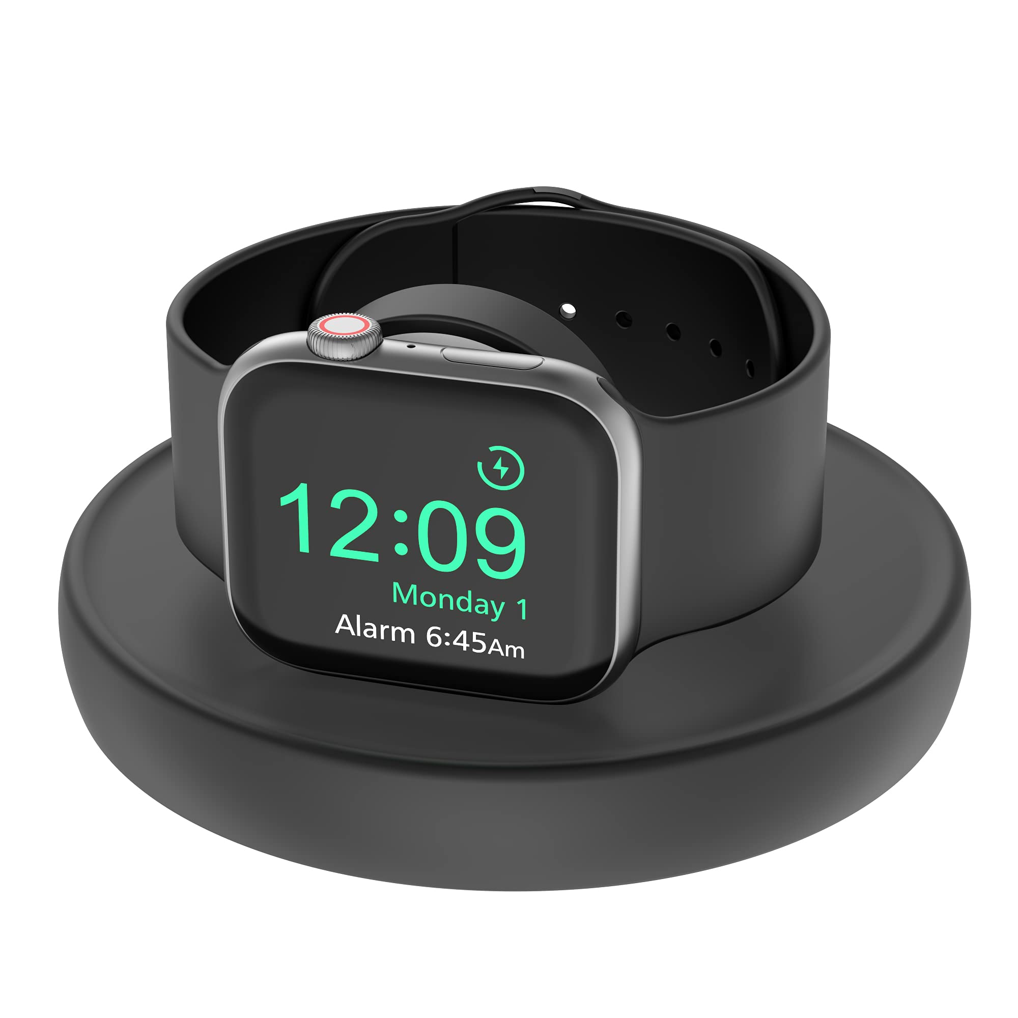 SPORTLINK アップルウォッチ 充電 スタンド - Apple Watch Series 10 9 8 7 6 SE 5 4 3 Ultra 2 1 Apple Watch 充電 スタンド 49mm 45mm 41mm 38mm 40mm 42mm 44mm 全機種対応 デスク すたんど ホルダー 小型 軽量 折り畳み 充電ケーブル収納 ナイトスタンド (ブラック)
