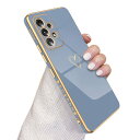 QLTYPRI Samsung Galaxy A53 5G ケース SC-53C/SCG15 ケース かわいい メッキラブハートソフト TPU カバー 女性 人気 軽量 スマホケース レンズ保護 落下防止 カバー Qi ワイヤレス充電対応 携帯電話ケースギャラクシーA53用カバー - グレーブルー