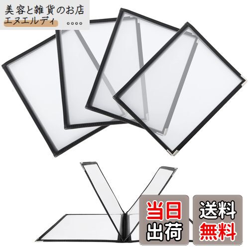 RILIHII メニューブック 8ページ 【5冊セット】メニュー表 A4 (4枚8面) 透明 料理写真入り 保護 汚れ防..