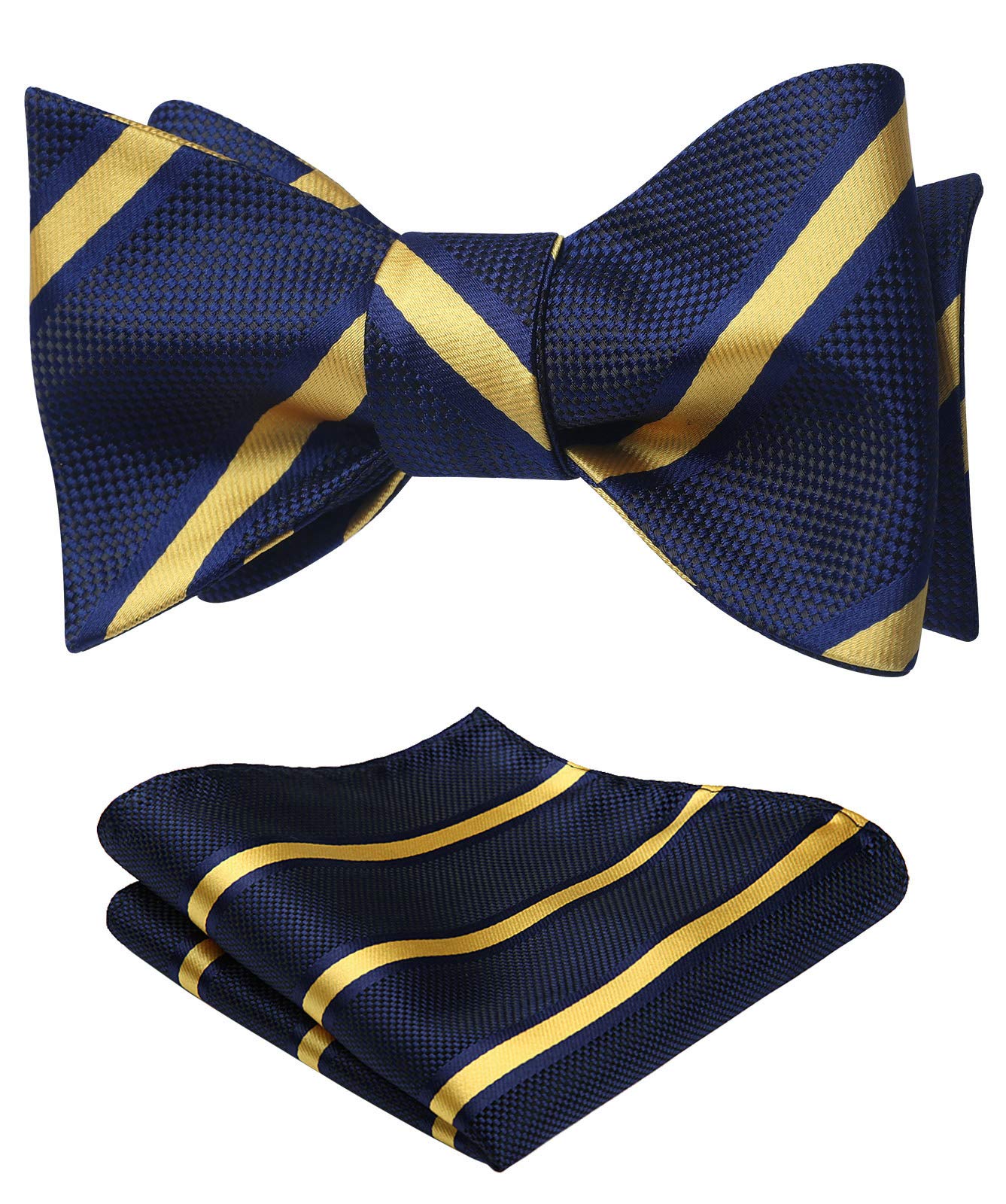 [HISDERN] 蝶ネクタイ メンズ ネイビー イエロー ストライプ ビジネス チーフ セット 藍 フォーマル ボウタイ 手結び おしゃれ プレゼント BC-01
