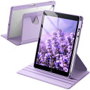 JETech 回転ケース iPad 9/8/7 (10.2インチ、2021/2020/2019モデル、第9/8/7世代用) Pencilホルダー付き 360°保護 スタンドカバー クリアバック 自動ウェイク/スリープ (ライトパープル)