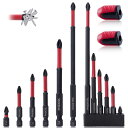 GOLD DEER 12本セット 強力磁気ビット プラスビット インパクトマグネット 1-2-3-3.5-4-6インチ長プラスヘッド 六角ビット 耐衝撃 滑り止...