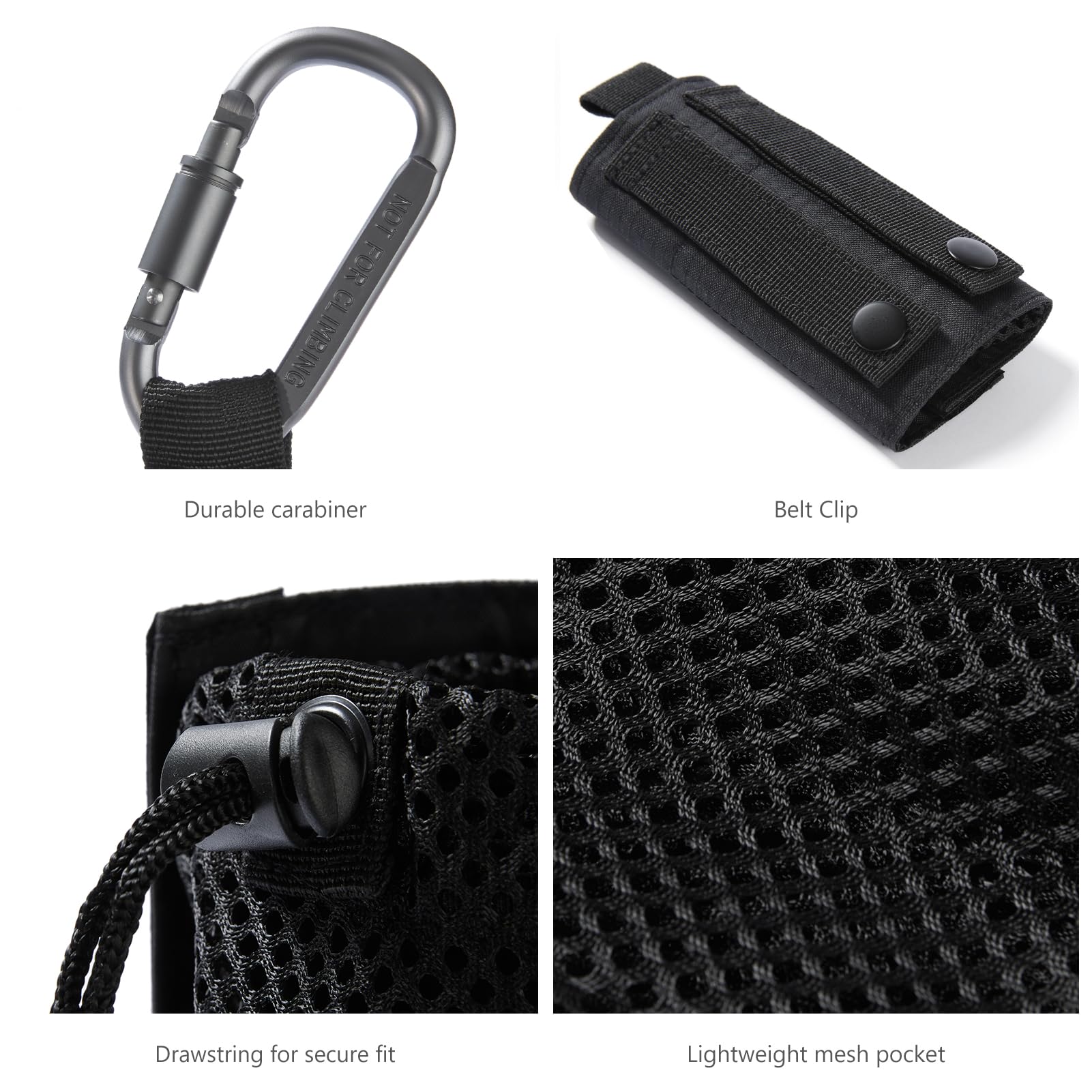 Bassdash(バスダッシュ) ボトルポーチ 折りたたみ MOLLE ドリンクホルダー 水筒ポーチ カラビナ付き (ブラック)