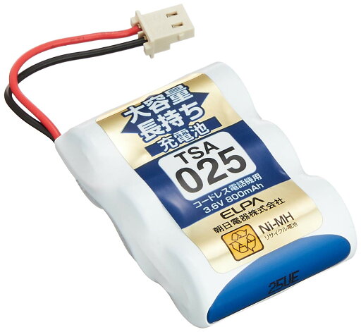 エルパ (ELPA) 大容量長持ち充電池 パナソニック他同等品 3.6V 800mAh ニッケル水素充電池 TSA-025 エルパ (ELPA) 大容量長持ち充電池 パナソニック他同等品 3.6V 800mAh ニッケル水素充電池 TSA-025