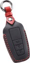 【smasol】プリウス50系 カローラツーリング カローラクロス 前期型 キーカバー 新型RAV4 50系 キーケース C-HR クラウン20系 本革 アクセサリー (黒 本革 / 3ボタン)