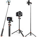 スマホ三脚 自撮り三脚 130cm スマホ スタンド カメラ アクションカメラ GoPro 自由雲台 コールドシュー付きiPhone Android対応 三脚/一脚兼用 5段階伸縮 折りたたみ 持ち運び便利 セルフィー/撮影録画/動画鑑賞/ライブ配信に最適