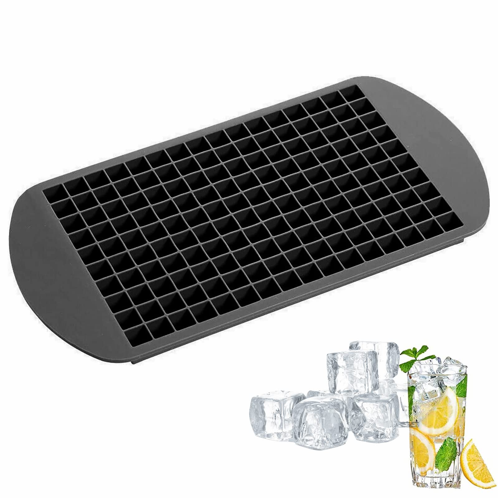 YFFSFDC 製氷皿 160個取 シリコン製アイストレー製氷器 ミニ 四角氷 氷モールド お菓子お茶やお酒用氷が作れる 取り出しやすい（黒）