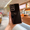 QLTYPRI Samsung Galaxy A53 5G ケース SC-53C/SCG15 ケース かわいい メッキラブハートソフト TPU カバー 女性 人気 軽量 スマホケース レンズ保護 落下防止 カバー ワイヤレス充電対応 ストラップホール付き ギャラクシーA53用カバー - ブラック
