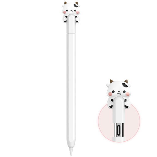 NIUTRENDZ 超薄型 Apple Pencil 第2世代 カバー シリコン保護ケース かわいい小さな牛のデザイン【ダブルタップとワイヤレス充電に対応】 (しろい, Apple Pencil USB-C) NIUTRENDZ 超薄型 Apple Pencil 第2世代 カバー シリコン保護ケース かわいい小さな牛のデザイン【ダブルタップとワイヤレス充電に対応】 (しろい, Apple Pencil USB-C)