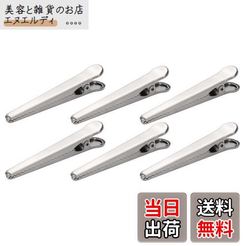 ANAMO 袋止め クリップ 大 6本 食品 袋 キッチン ステンレス 製