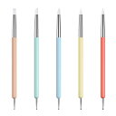 DELUXEFOX シリコンブラシ ドットペン 5本セット ジェルネイル 筆 ネイルブラシ ネイル 筆 ネイルアートツール 点描ツール 爪用ペン 簡単 シンプル 耐久性 マニキュアツール セルフネイル ネイル用品 ドット棒 レジン デコ ジェル マニキュア 収納袋付き