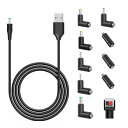 Popolier USB DC ケーブル 2m 変換プラグ付き 11 in 1 DC充電コード 5.5x2.1mm usb dc 変換 ケーブル DC ジャック DC プラグ 5.5mm カメラ/タブレット/携帯電話/扇風機用 (11 in 1, 2m)