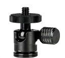 koolehaoda ミニ雲台 マイクロ ボールヘッド1/4"ネジ付き小型コンパクト雲台 アルミ製 耐荷重3KG 底3/8"ネジライトスタンド/三脚/一脚用