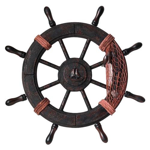 【送料無料】Archnote 舵輪 インテリア 木製 壁掛け オブジェ 舵 マリンハンドル 装飾 45cm
