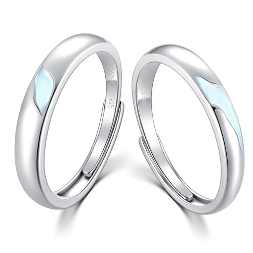 【送料無料】[FANCIME] リング レディース メンズ ブレスレット 夜光 天の川 銀河 指輪 2個セット ペア..