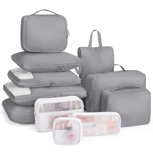 【送料無料】圧縮トラベルポーチ 11点セット 旅行用圧縮袋【2024最新型】スペース50%節約 スー ...