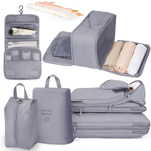 【送料無料】圧縮トラベルポーチ 9点セット 旅行用圧縮袋【2024最新型】スペース50%節約 スーツ ...